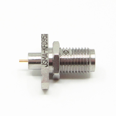 Passivated SUS SMA RF Connector Straight 2 Holes Flange Mount Female Connector