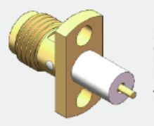 2 Holes Flange Mount SMA Jack RF Coaxial Connector Panel Mount SMA Jack Frequency Up To 18GHz
