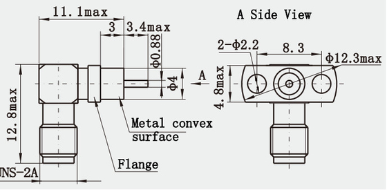 Female Right Angle Flange Mount SMA RF Connector With Microstrip