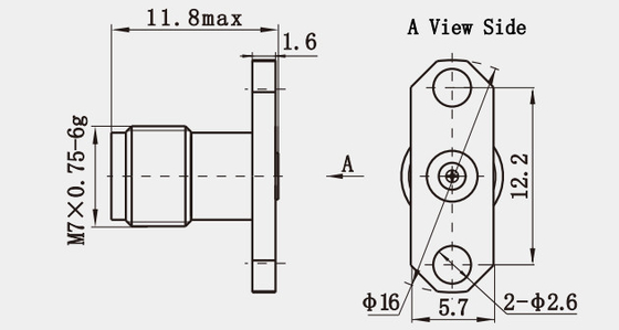MMW  Series 1.85mm Female RF Connector with Microstrip Hole Depth 2mm