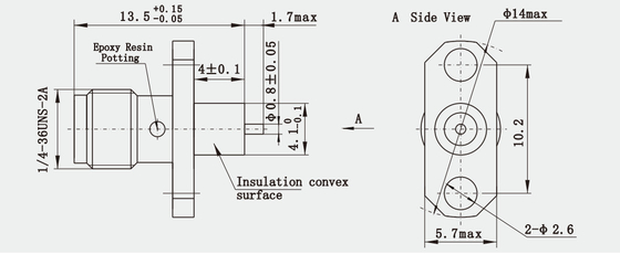SMA Female 2-hole Flange Brass RF Coaxial Connector for Aerospace Application