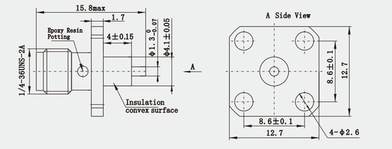 SMA Female Brass 4-hole Flange RF Coaxial Connector For Communication