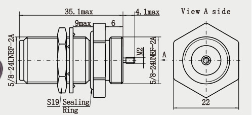 N Bulkhead Female RF Coaxial Connector with Microstrip