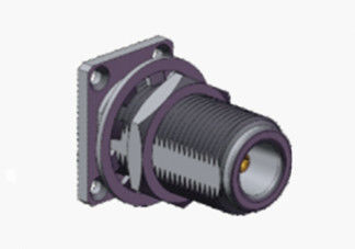 N Conector coaxial RF de 4 agujeros de mamparo de brida niquelado con microstripe