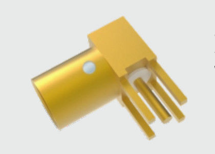 Conector microstrip RA SMP macho semi-detent para montaje de soldadura de orificio pasante en PCB