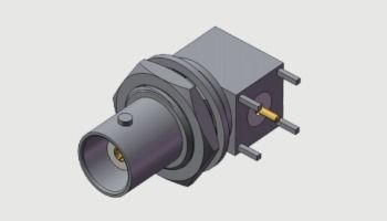 Ángulo derecho de grado comercial (RA) BNC femenino (Jack, Socket) Bulkhead Conector coaxial femenino de hasta 4 GHz para soldadura de 4 patas a través de agujeros