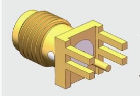 Conector SMA hembra recto chapado en oro de 50 ohmios, de 4 patas, para soldar a través de orificio, la frecuencia hasta 18 GHz