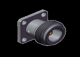 Conector coaxial RF tipo N hembra con montaje de brida de 4 orificios, frecuencia de hasta 11 GHz