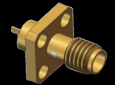 Conector coaxial RF SSMA hembra, montaje en brida de 4 orificios con microcinta plana, 18 GHz, 50 Ω