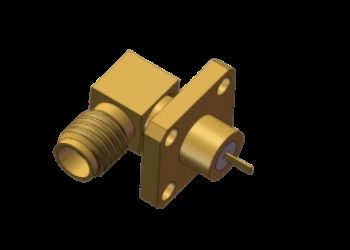 Ángulo derecho SSMA Jack Conector coaxial de RF femenino 4 agujeros montado en brida con microstrip plano para telecomunicaciones