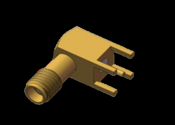 Ángulo derecho SSMA / Mini SMA Femenino / Jack RF Conector coaxial 4 Piernas a través del agujero PCB soldador Hasta 18GHz