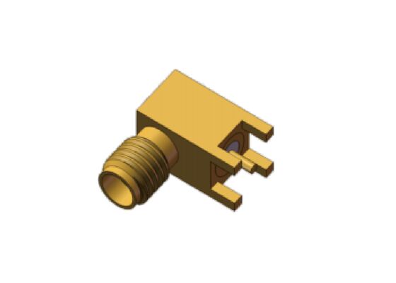 Jack de latón recubierto de oro Mini SMA a través del agujero PCB soldador ángulo de 90 grados conectores RF SSMA 18GHz 50ohm