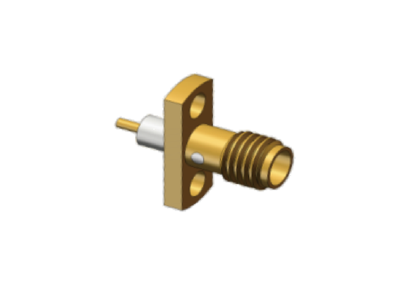 Conector coaxial Mini SMA Jack RF de aleación de cobre con soporte de brida de 2 orificios hasta 18 GHz