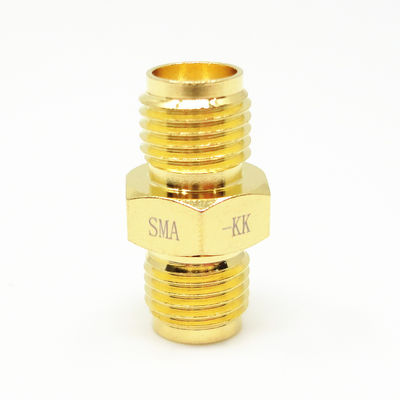 Adaptador coaxial de RF de mujer a mujer SMA dorado de 50 ohms