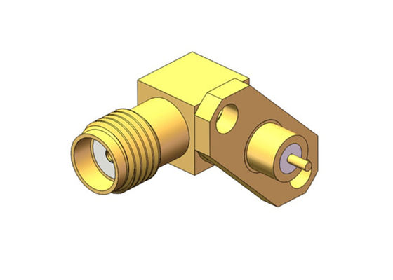 Conector chapado en oro 1.3VSWR SMA RF Conector de ángulo recto SMA Hembra 50Ohm